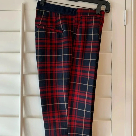 ZARA BASIC GUC Red Plaid Pants Trousers - Picture 2 of 6
